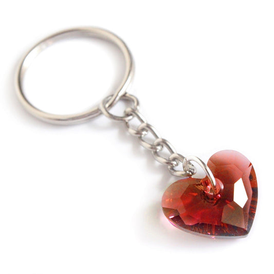 Keychain Crystal Heart, Diamond Cut, Rainbow Shine, Random Colour