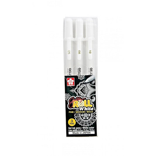 Sakura Gelly Roll White Pens, 3 Sizes