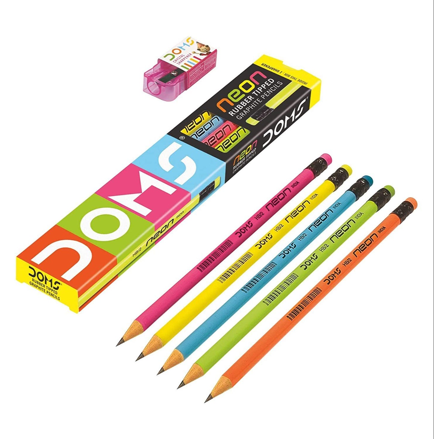 Doms Neon Eraser Tipped Pencils 10pc