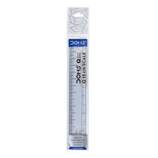 Doms Q15 transparent plastic scale showing 15cm ruler markings