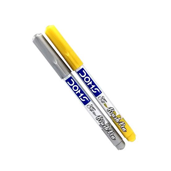 Doms Metallic Brush Pens set, Silver and Gold, 2 pens
