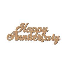 Acrylic Cutout, Golden, Happy Anniversary, 1.5x3.5 inches