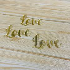 Acrylic Cutout, Golden, With Love, 2x3 inches