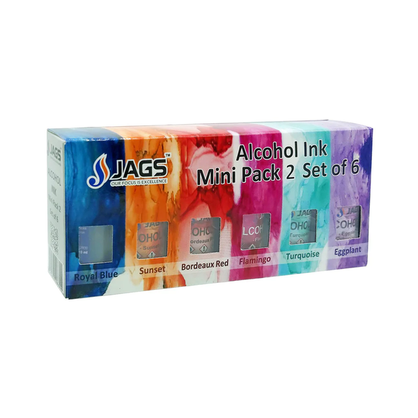 Six mini Jags alcohol ink bottles in assorted vibrant colours