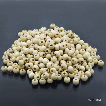 Jags 6mm natural round wooden craft beads in 20g pack