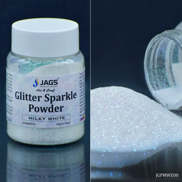 Jags milky white glitter sparkle powder, 20g pack