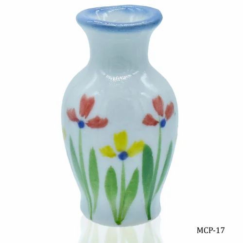 Hand-painted colourful ceramic miniature flower pot craft