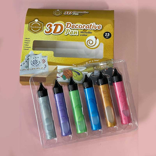 Keep Smiling 3D Outliner Pen Set, 6 Shades