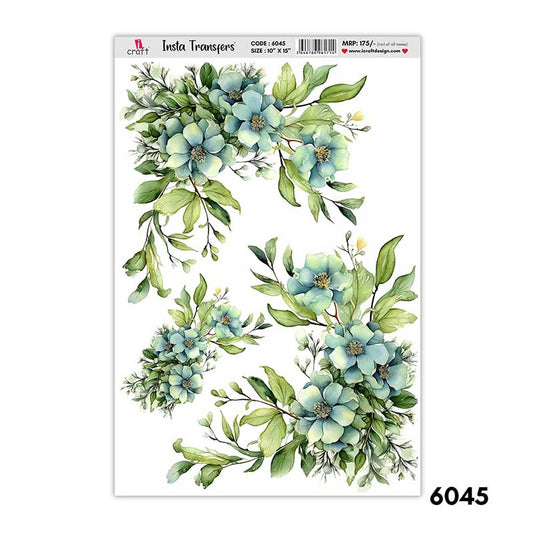 iCraft Insta Transfers Stickers 10x15 inches, Flowers #6045