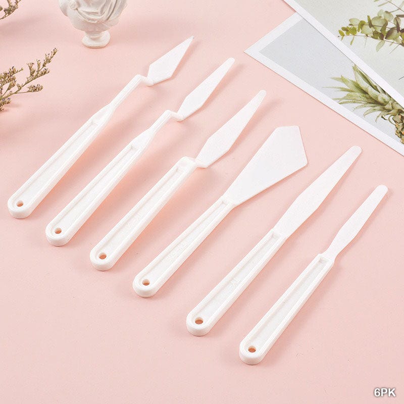 Set of 6 plastic painting palette knives