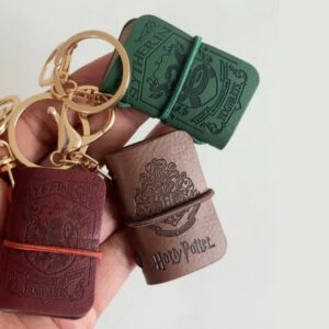 Wizard-themed mini diary keychain with attached metal key ring