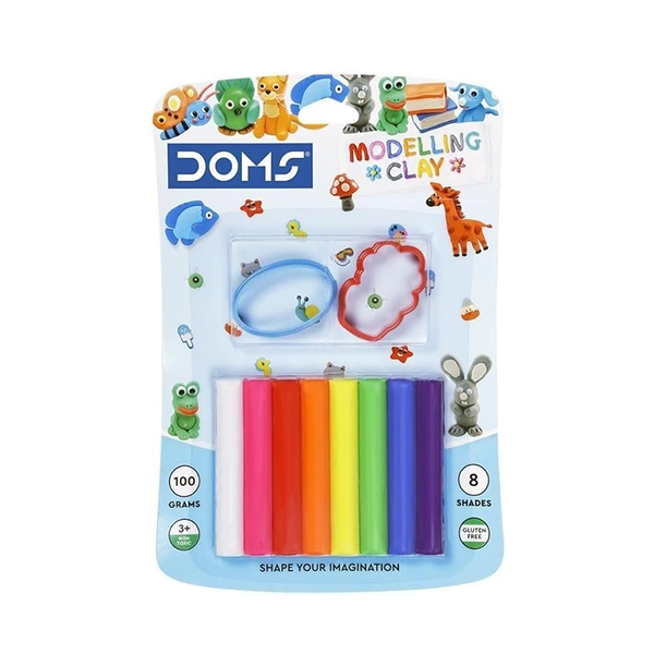 Doms Modelling Clay pack, 100g, showing 8 colour shades