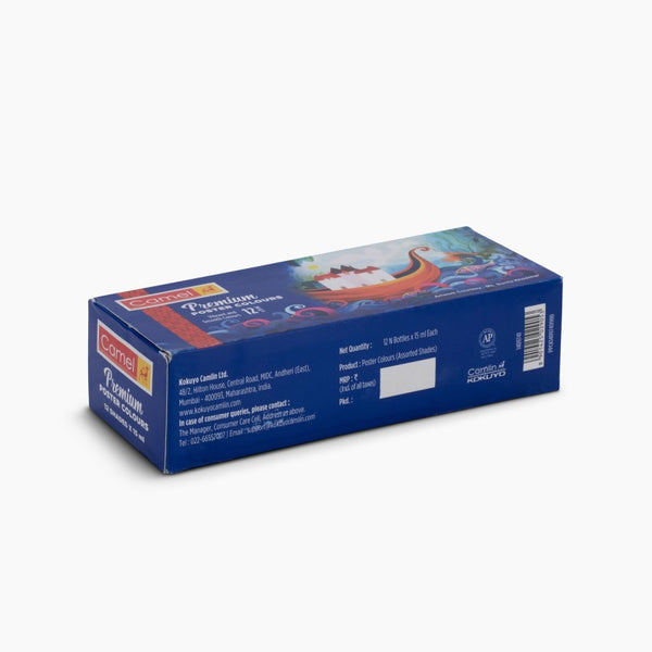 Camel Premium Poster Colours set of 12 shade bottles, 15ml each