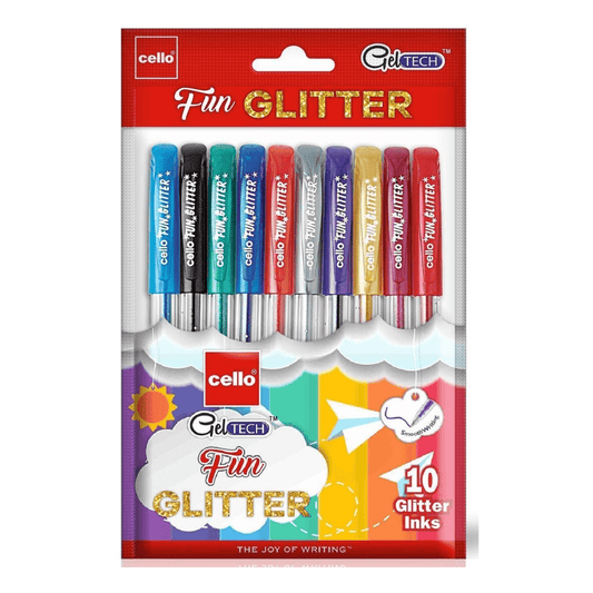 Cello GelTech Fun Glitter gel pens, set of 10 shades