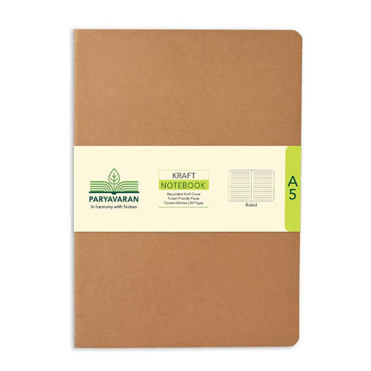 Scholar Paryavaran Kraft Notebook 80 Pages, Unruled, A6