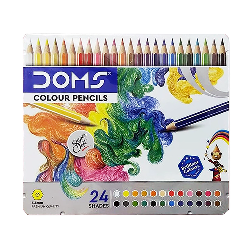 Doms Colour Pencils, Super Soft, Tin Box, 172mm, 24 Shades