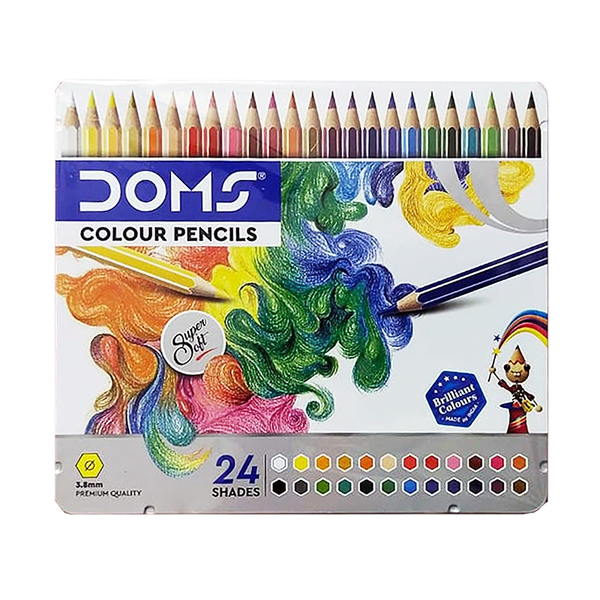 Doms 24-shade super soft colour pencils in round tin box
