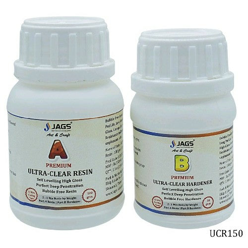 Bottle of Jags clear casting resin and hardener 150g