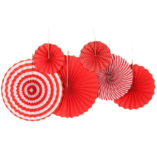 LD Decoration Paper Fan 6pc, Random Colour Design