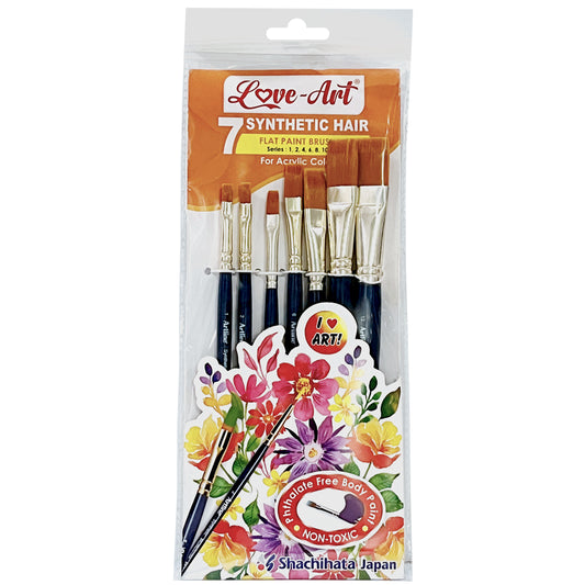 Love-Art Pony Hair Brushes Flat, 7pc
